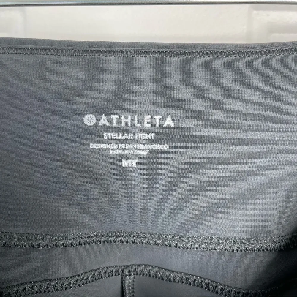 Athleta dark grey/blue side zipper pocket ankle slit leggings size Medium Tall - Picture 6 of 11